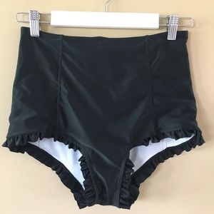 Kortni Jeane ruffled high waist black swim bottoms